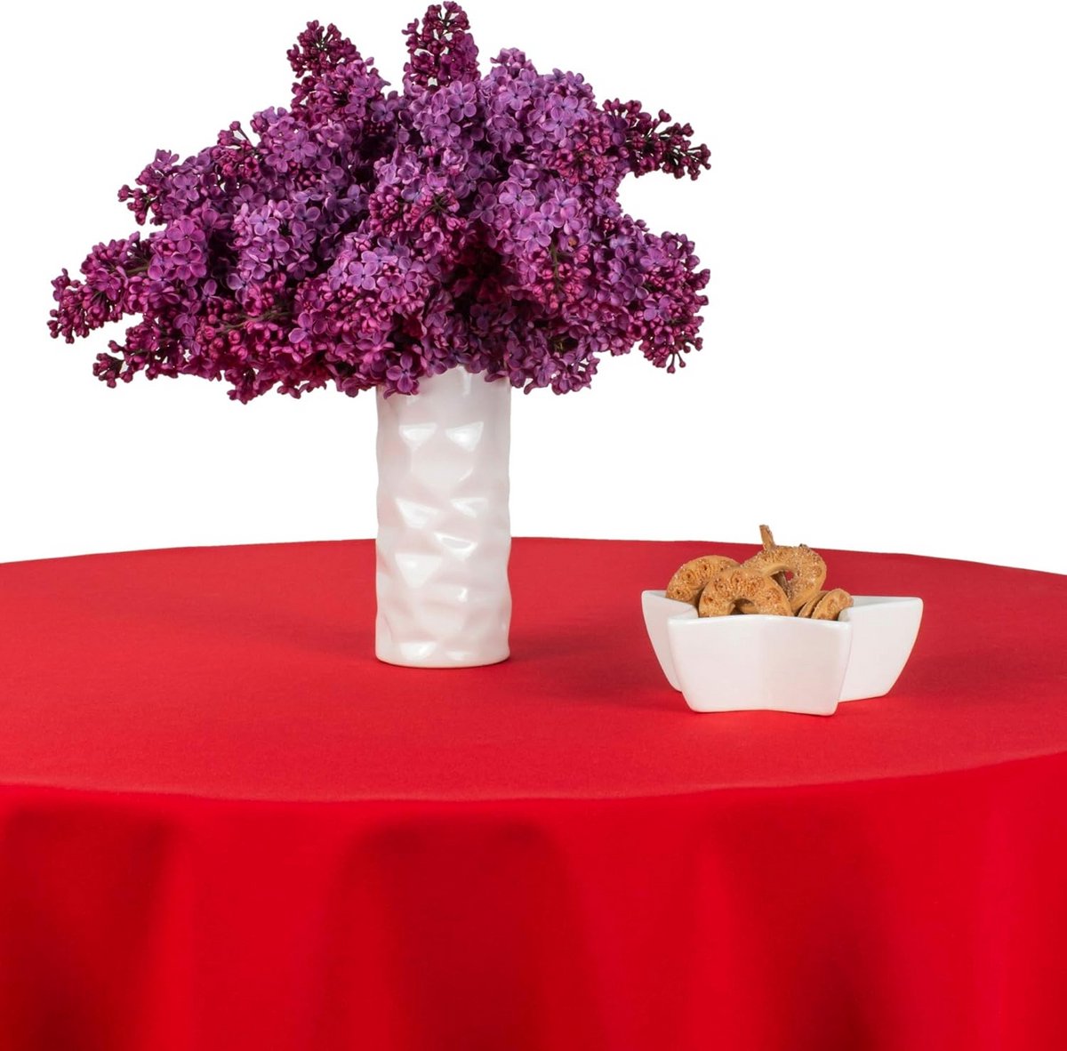 Rond Tafelkleed Rood Ø 140 cm - Stof van Polyester, Onderhoudsvriendelijk en Kleurvast