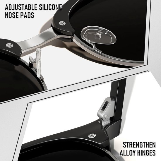 Polariserende Halfframe Zonnebril met Browline Stijl - Unisex en Matt Zwart — afbeelding 3