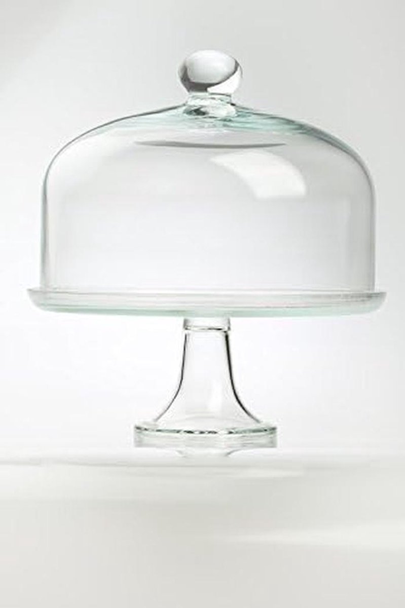 Grote Taartplateau met Glazen Stortbak Model Deksel 35cm