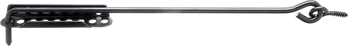 Zware stormhaak 400mm met sluitplaat of ogen - Zwart