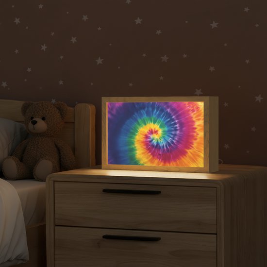 Nachtlampje 30x20 cm - Kinder lampje - Regenboogkleuren - Spiraal - Kleurrijk - Tafellamp kinderkamer - Slaapkamer lamp - Bedlamp kinderen - Kinderlampje stopcontact - Wandlamp babykamer - Nachtlampjes van OnlyWow — afbeelding 2