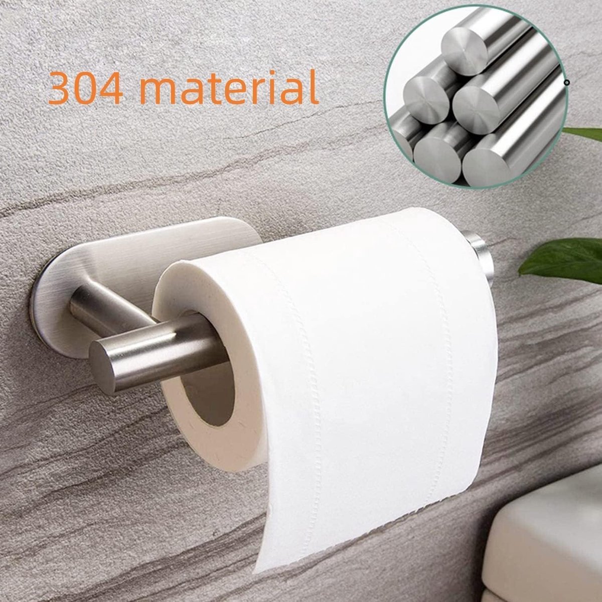 Toiletpapierhouder van roestvrij staal voor badkamer en keuken - Zelfklevend - Geborsteld nikkel - Badkameraccessoire met moderne uitstraling