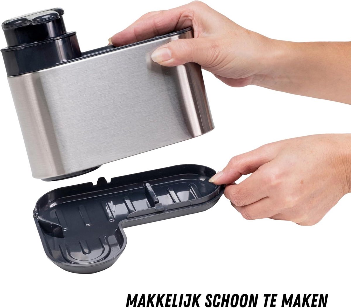 Wandzeepdispenser voor keuken - Roestvrijstalen 3-in-1 spoelbakorganizer met 300 ml capaciteit