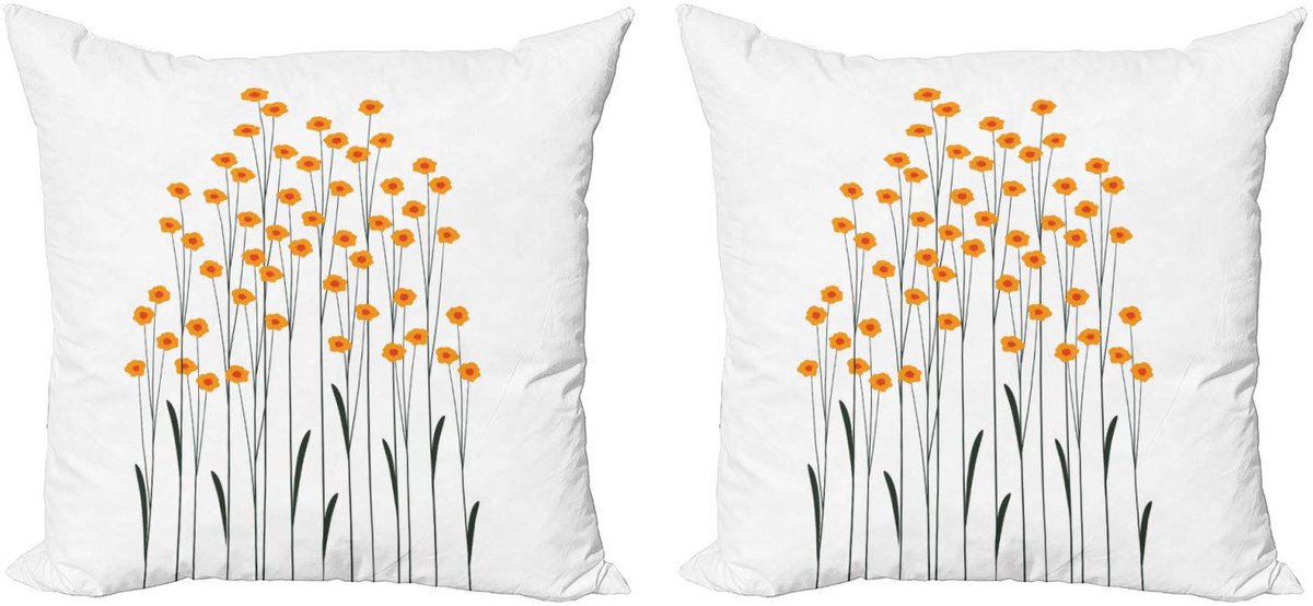 ABAKUHAUS Kussenhoezen Set – 2x50x50 cm – Bloementhema – Geel/Zwart Geel en zwart