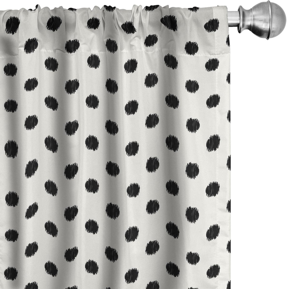 ABAKUHAUS Geometrische Gordijnen – 2x75x245 cm – zwart-wit, halfdonkerend, stangentasche
