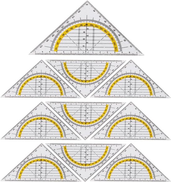 Grande Équerre de Dessin Transparente - 14 cm - Outil de Dessin Flexible pour Cercles et Lignes - 10 Pièces