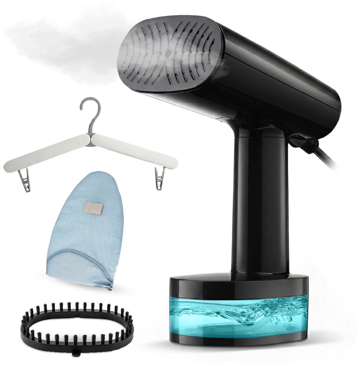 Vapore Kledingstomer - Handstomer 1640W - met Inklapbare Hanger & Opbergtas - Stoomapparaat 360ML - Steamer voor Kleding en Meubilair - 2.5m Snoer - Travel Kit