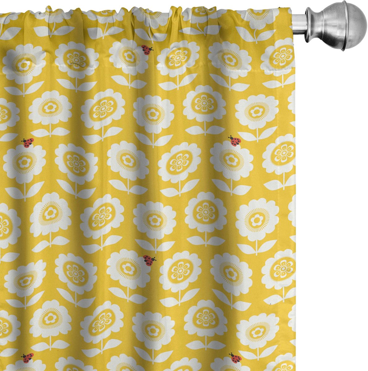 ABAKUHAUS Bloemen gordijnen – 2x75x245 cm – microvezel – vermiljoen geel Vermilion Geel