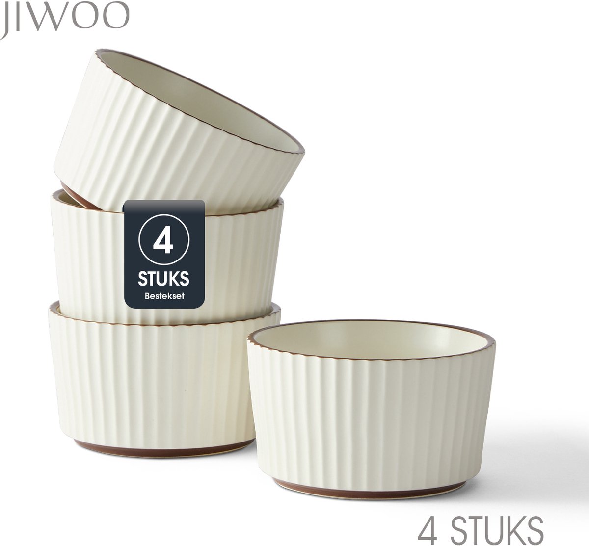 Set van 4 Kommen (Ø11cm / 400ml) Ontbijtkommen, Soepkom, Mueslikom, serviesset 4 persoons, Geschikt voor restaurants, feestlocatie, familiefeesten, banketten en picknicks, Magnetron-vaatwasserbestendig, Porselein
