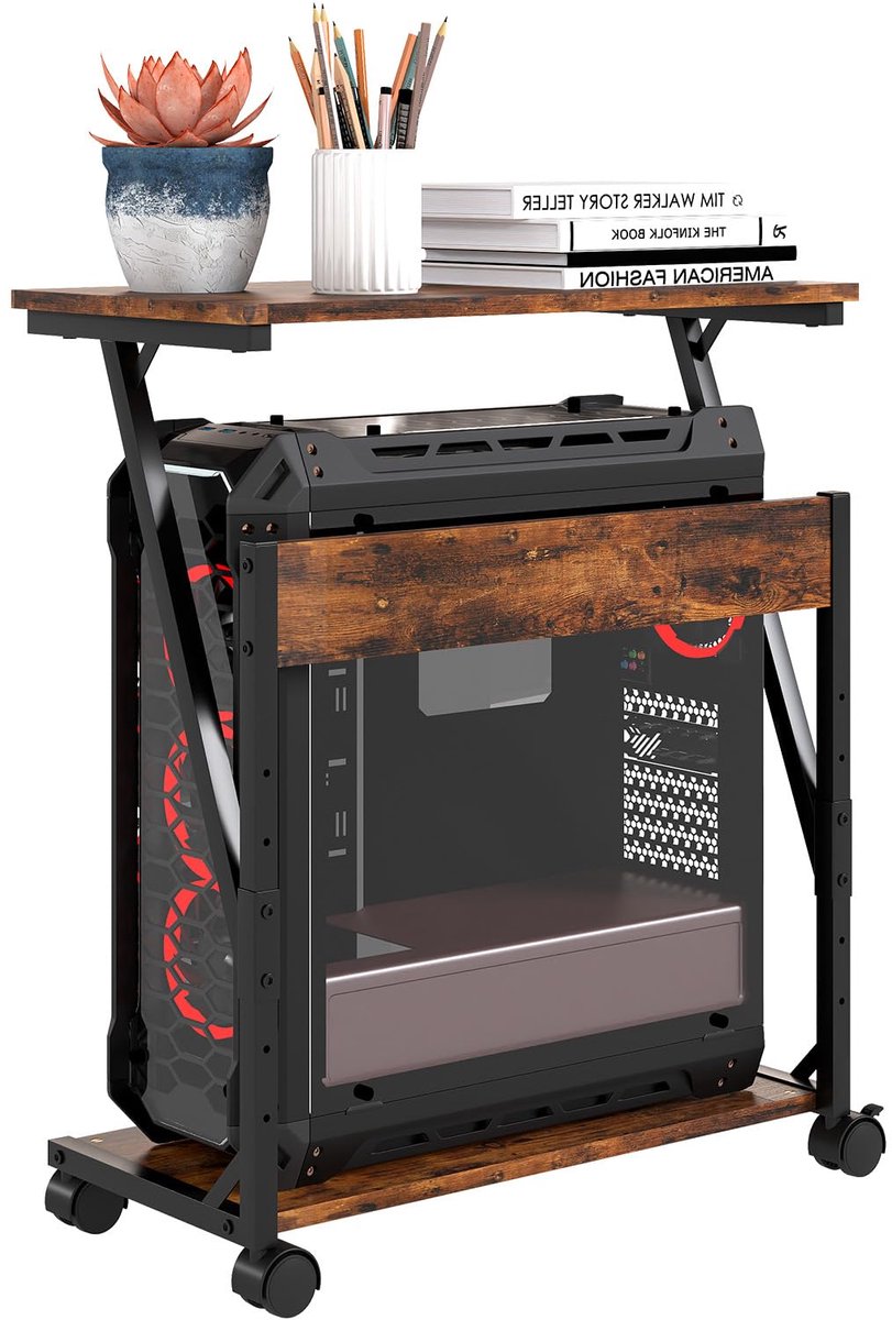 Ibenzoa® Verstelbare computerstandaard met twee lagen voor pc en printer