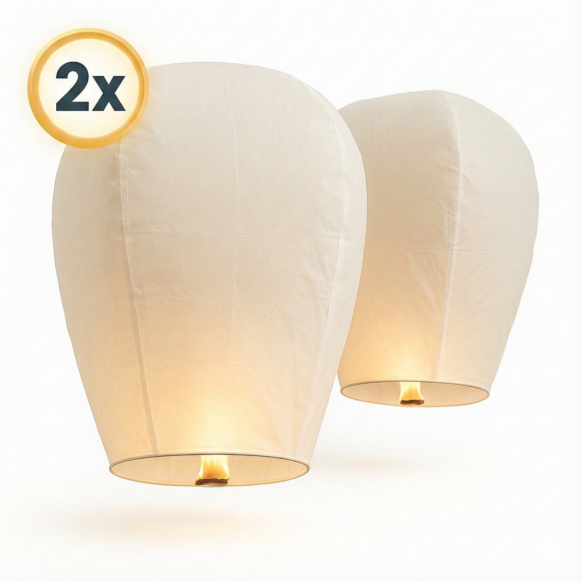 Dicadore – XXL - 2x Witte Wensballon 110 cm – Milieuvriendelijk – Vliegende Papieren Lantaarn – Herdenkingsballon & Alternatief voor Vuurwerk