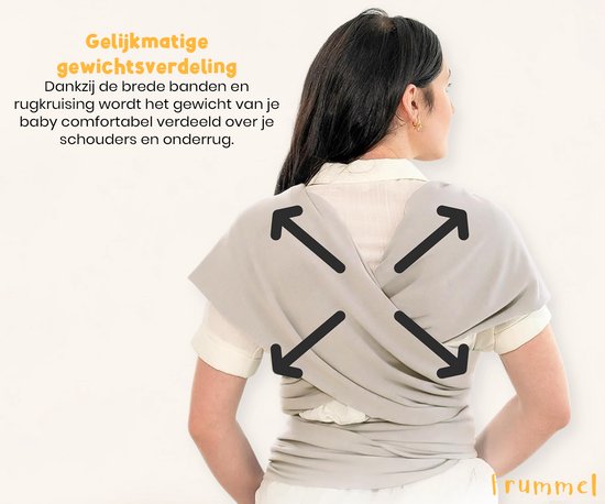 Frummel Baby Draagdoek Beige - Draagzak - Baby Wrap - Baby carrier - Draagdoek geweven - Baby 0-36 maanden - Newborn van Merkloos — afbeelding 3