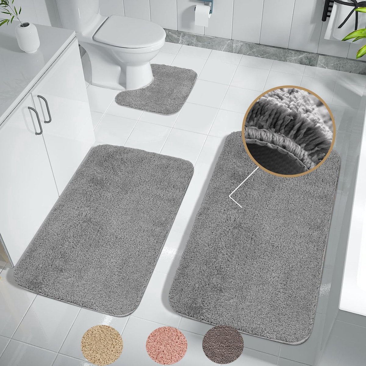 Stunq® Set van Luxe Antislip Badmatten voor Comfort en Veiligheid in de Badkamer