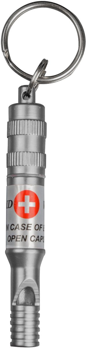 Munkees noodfluitje met waterdichte capsule - donkergrijs