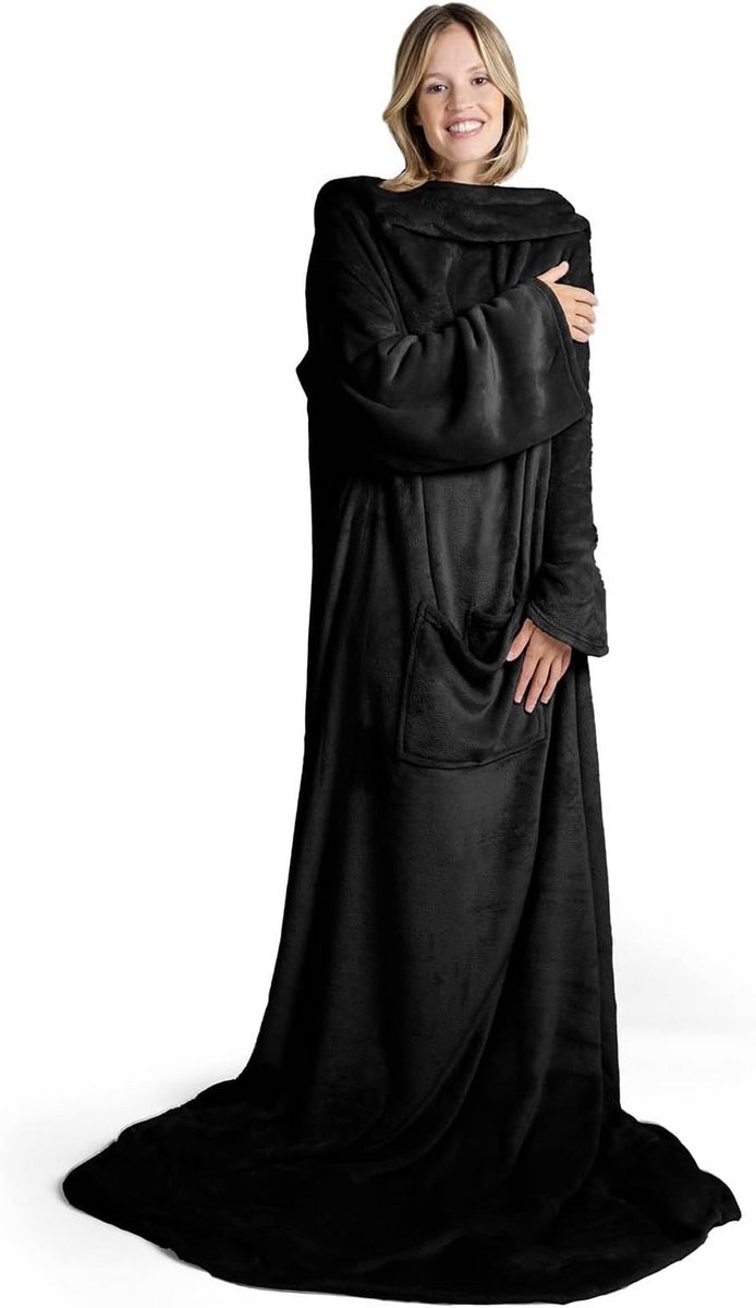 Comfortabele Deken met Mouwen en Voetenzak - Warme Unisex Hoodie Deken voor Volwassenen en Kinderen