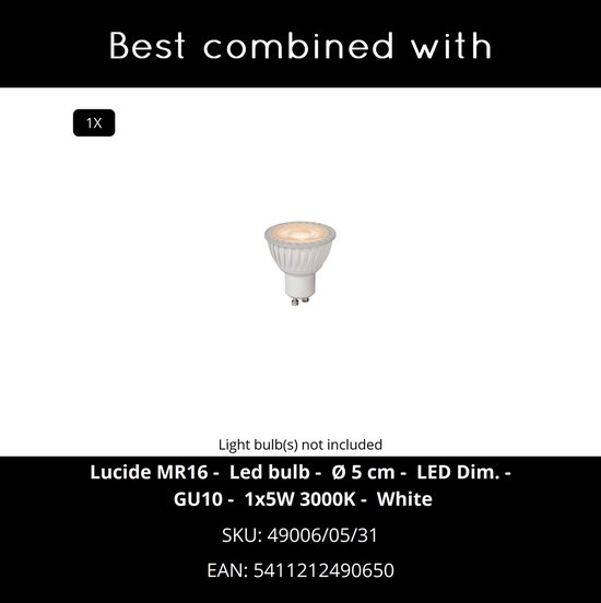 Lucide TUBE - Spot plafond - Ø 9,6 cm - 1xGU10 - Blanc