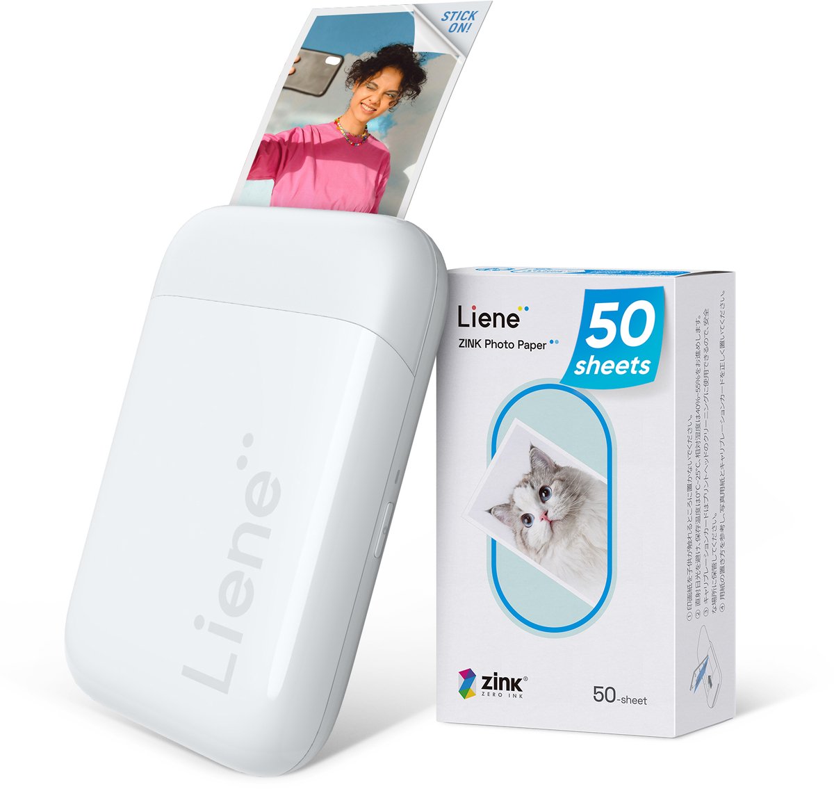 Liene - Pearl 2x3 Inch Photo Printer - Inclusief 50 vellen Zink foto papier (Wit) — afbeelding 1