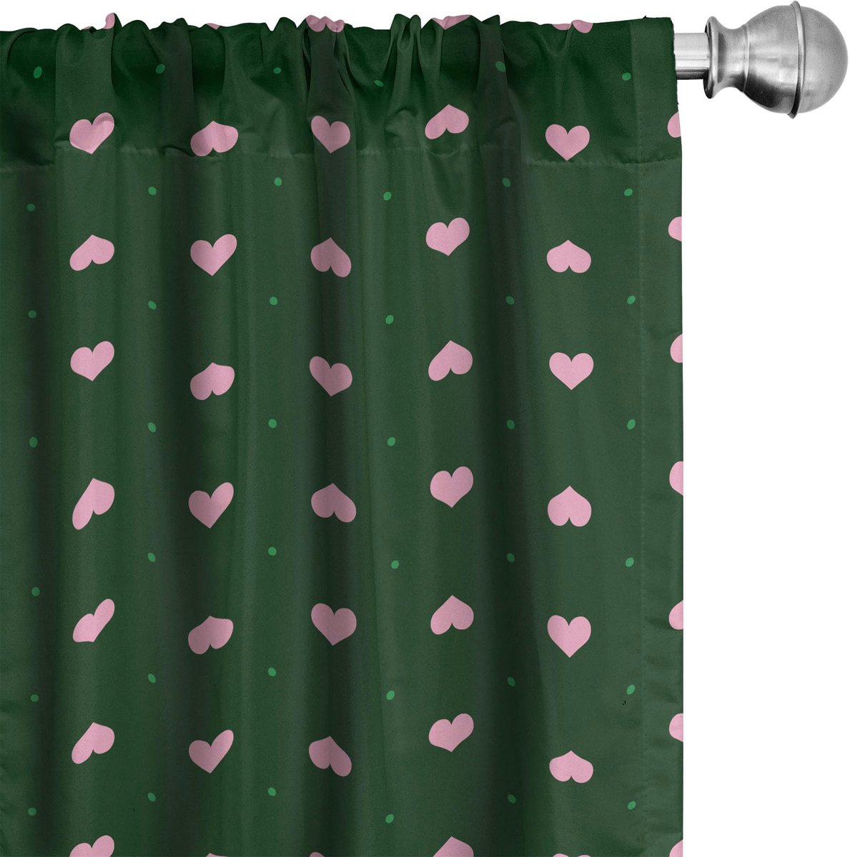 ABAKUHAUS Valentijnsdag Voorhangen – 2x75x245 cm – Microvezel – Smaragd/Lichtroze