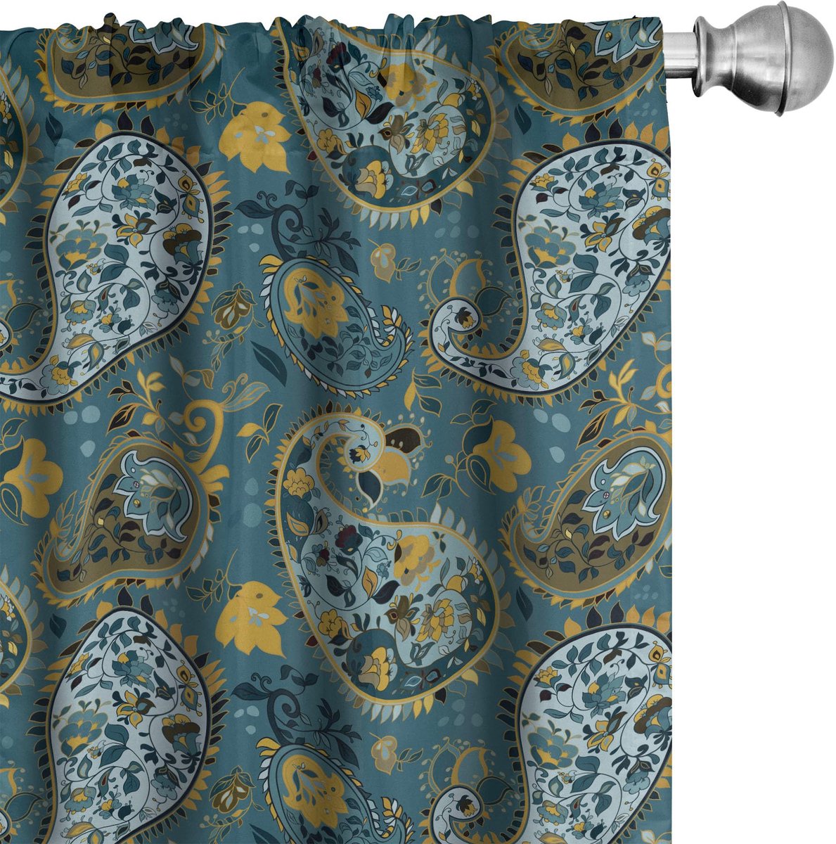 ABAKUHAUS Paisley Gordijnen – 2x75x245 cm – Mikrofaser – Meerdere kleuren – Halfdonkerend Mehrfarbig