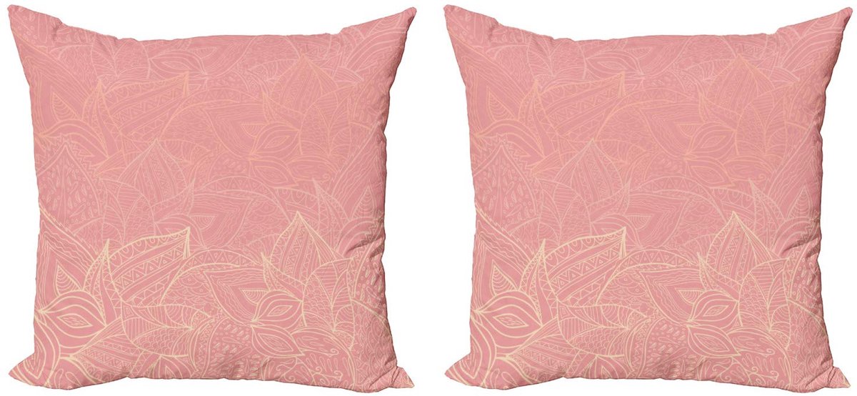 ABAKUHAUS Kussenhoes Set – Wilde Natuur – 40x40 cm – Koraal Perzik Pfirsich Korallenrot