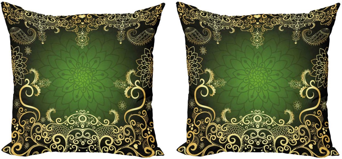 ABAKUHAUS Mandala Kussenhoes Set – 2x45 cm – Mikrofaser Groen