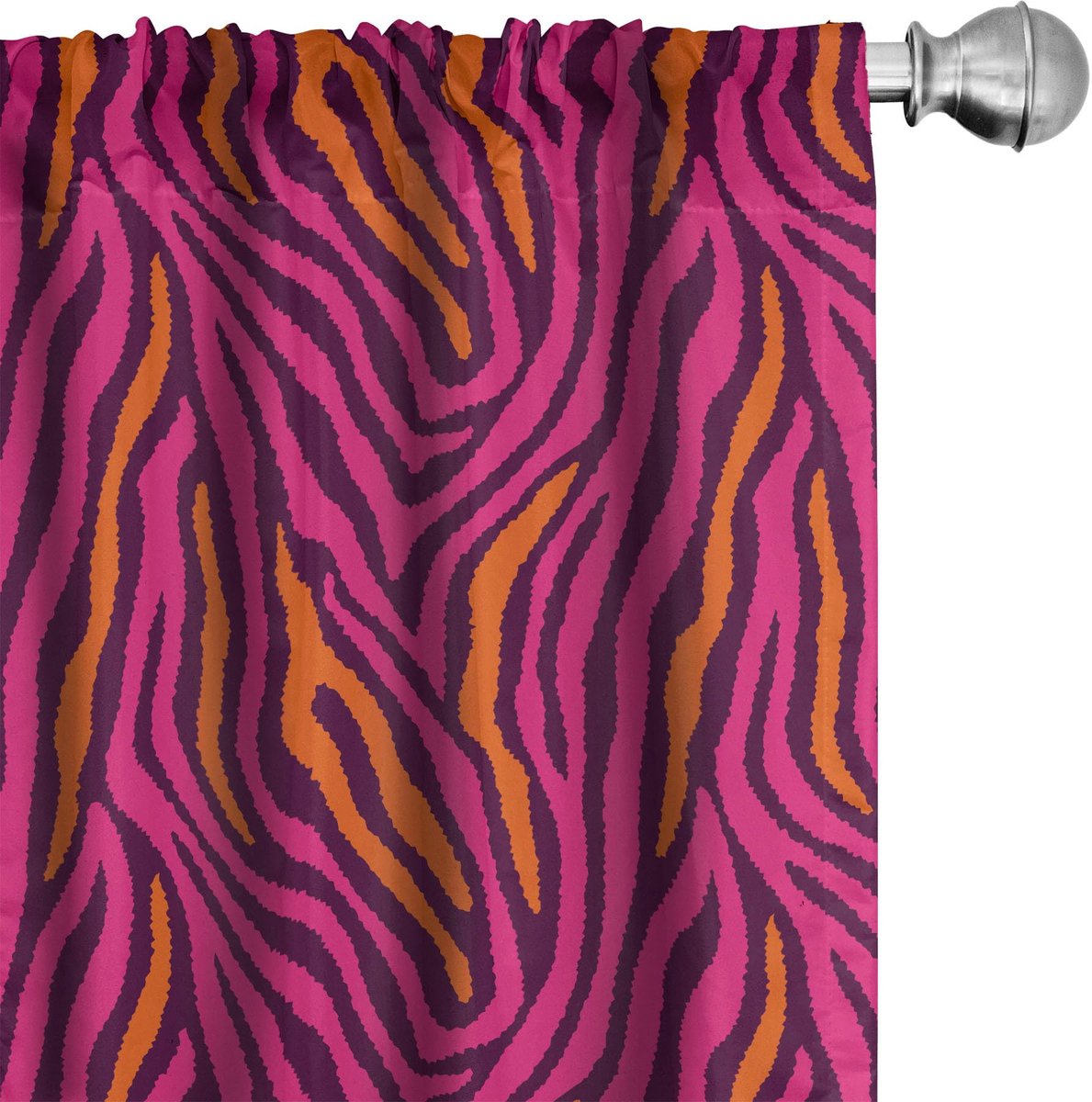 ABAKUHAUS Safari-gordijnen – zebra-print – 2x75x175 cm – roze pruim Rosa Plum oranje