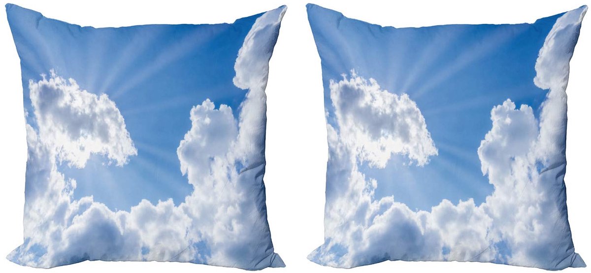 ABAKUHAUS kussenhoes – 40x40 cm – dubbelzijdig – blauw/wit