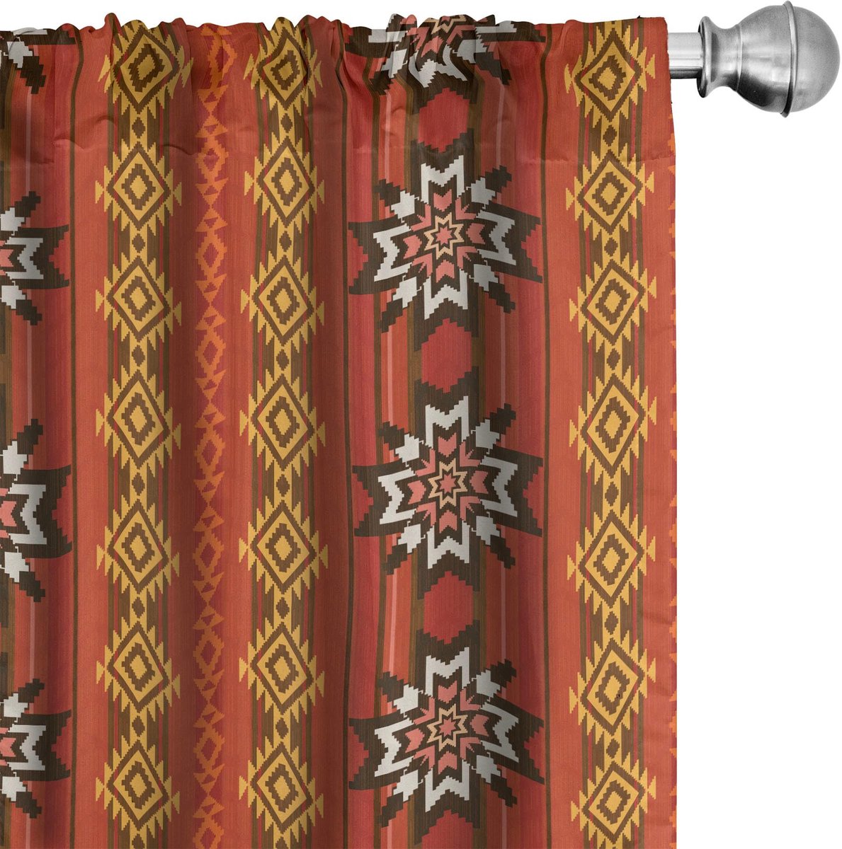 ABAKUHAUS Gordijnen – 2-delige set 75x225 cm – Oranje Geel Wit – Microvezel, halfverduisterend