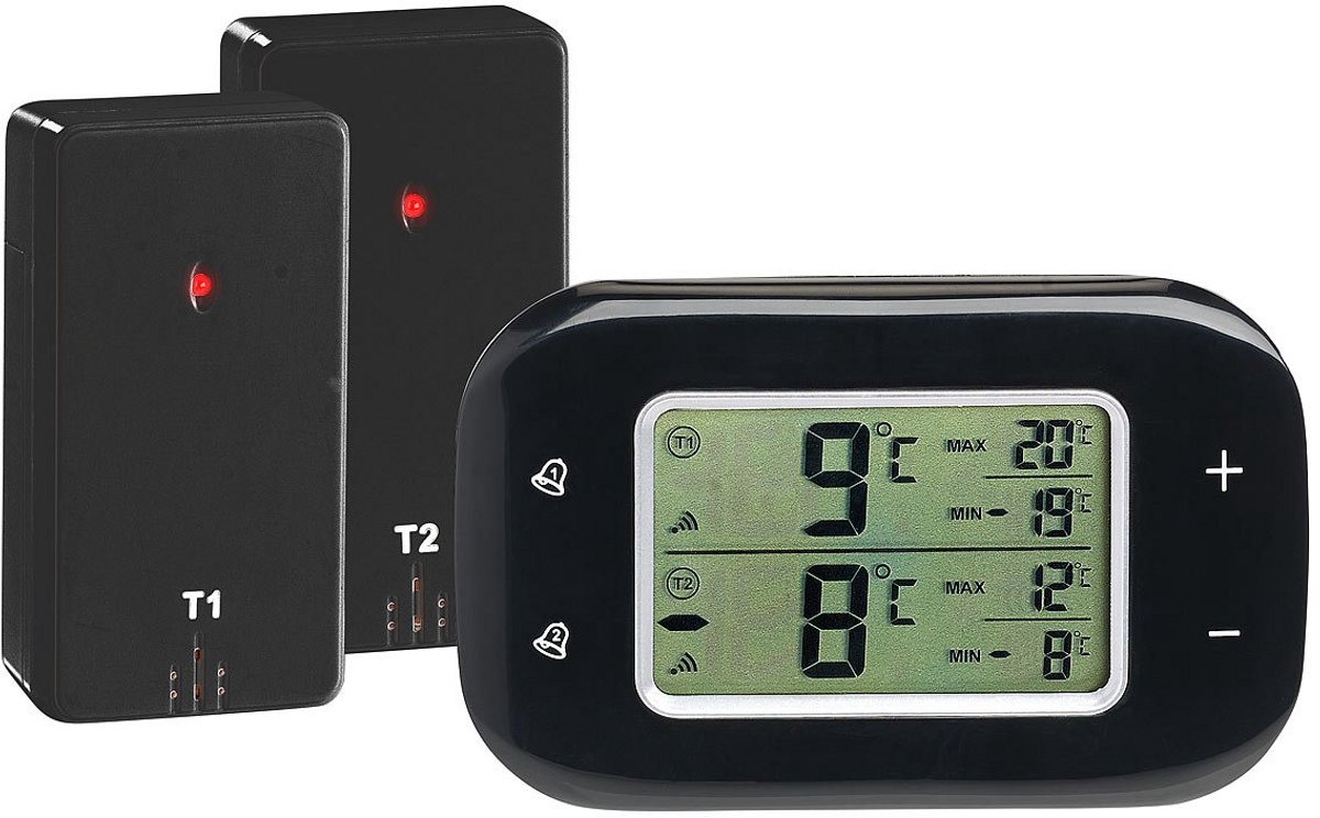 Draadloze digitale koelkast en vriezer thermometer met 2 sensoren