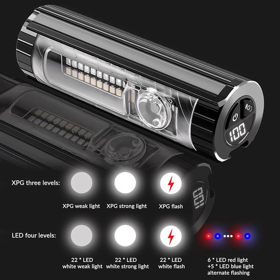 Koplamp Fiets - Fietslamp voorlicht -LED-voorlicht voor de fiets -11,7*3,7*3,4 cm - Magnetisch ontwerp - Oplaadbaar -Waterdicht en valbestendig-Batterijduur van 3-6 uur-Geschikt voor nachtelijk fietsen in de bergen,kamperen,wandelen en buitensporten — afbeelding 3