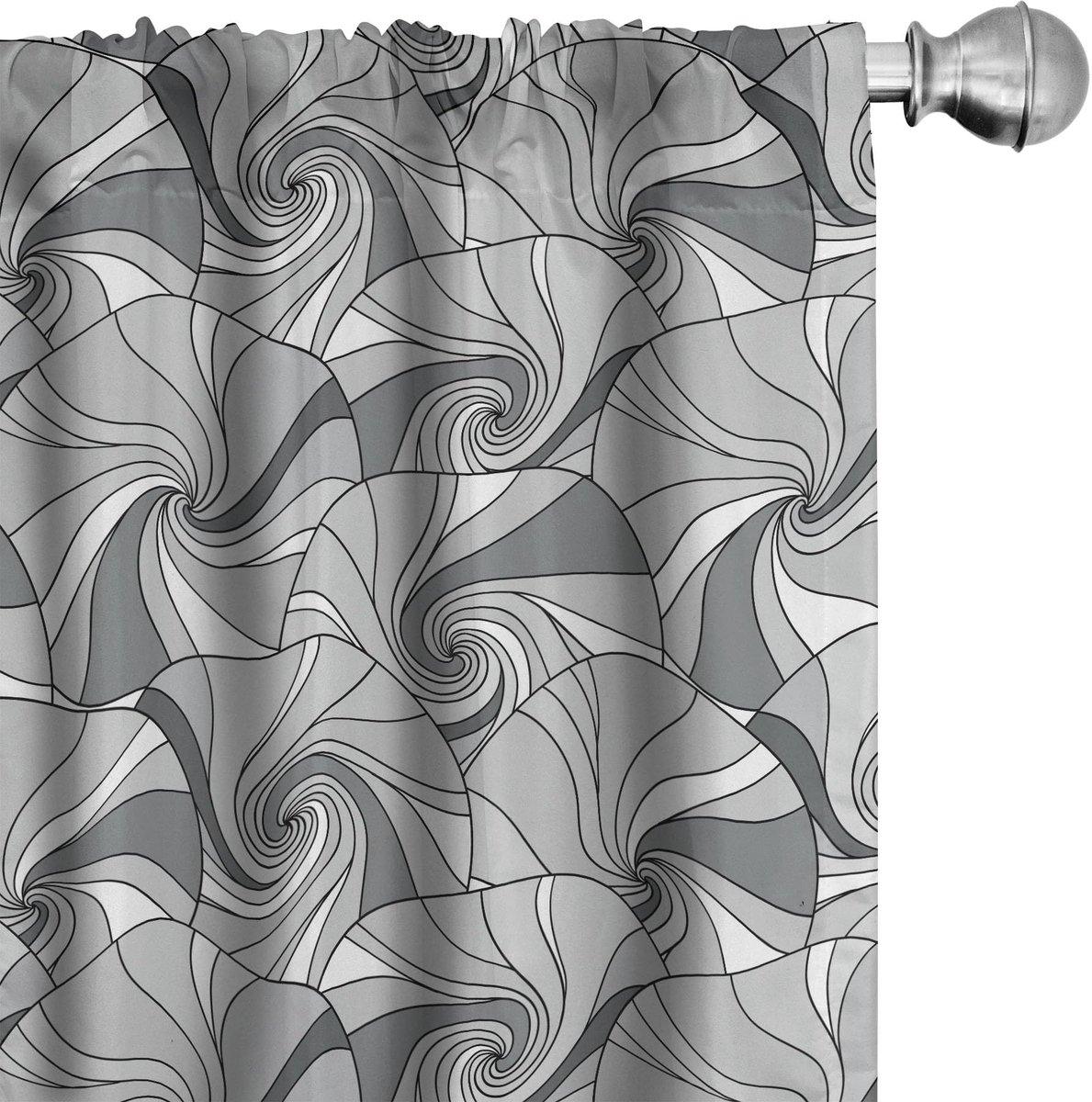 ABAKUHAUS Grijze gordijnen – Doodle Cirkel – 2x75x225 cm – Microvezel Grijs