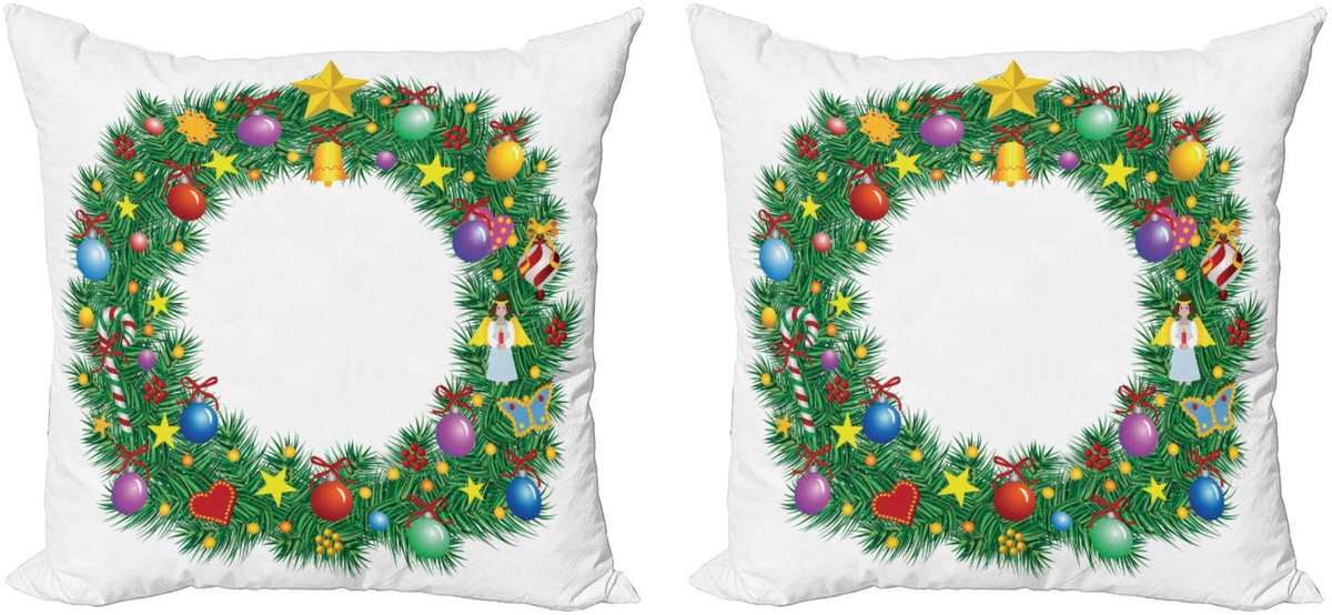 ABAKUHAUS O Kussenhoes Set – 2x40x40 cm – Dubbelzijdig bedrukt – multicolor Groen