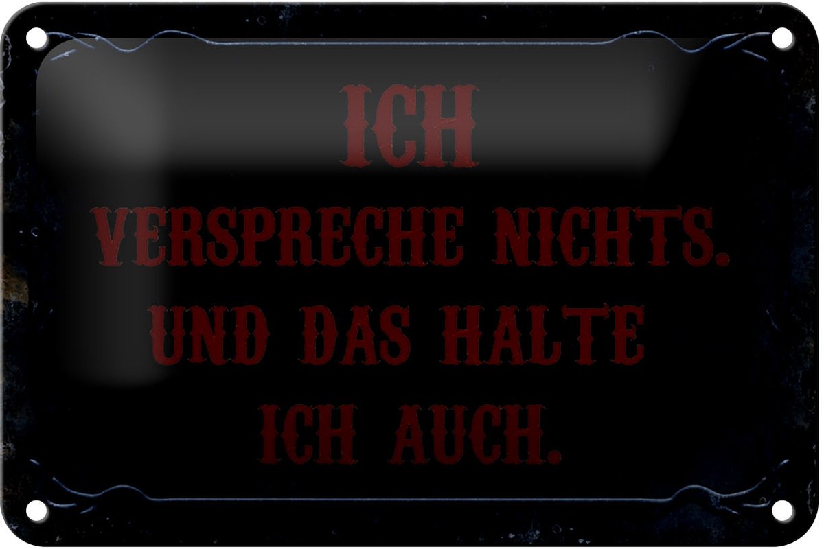Blechschild Spruch 18x12cm verspreche nichts das halte auch