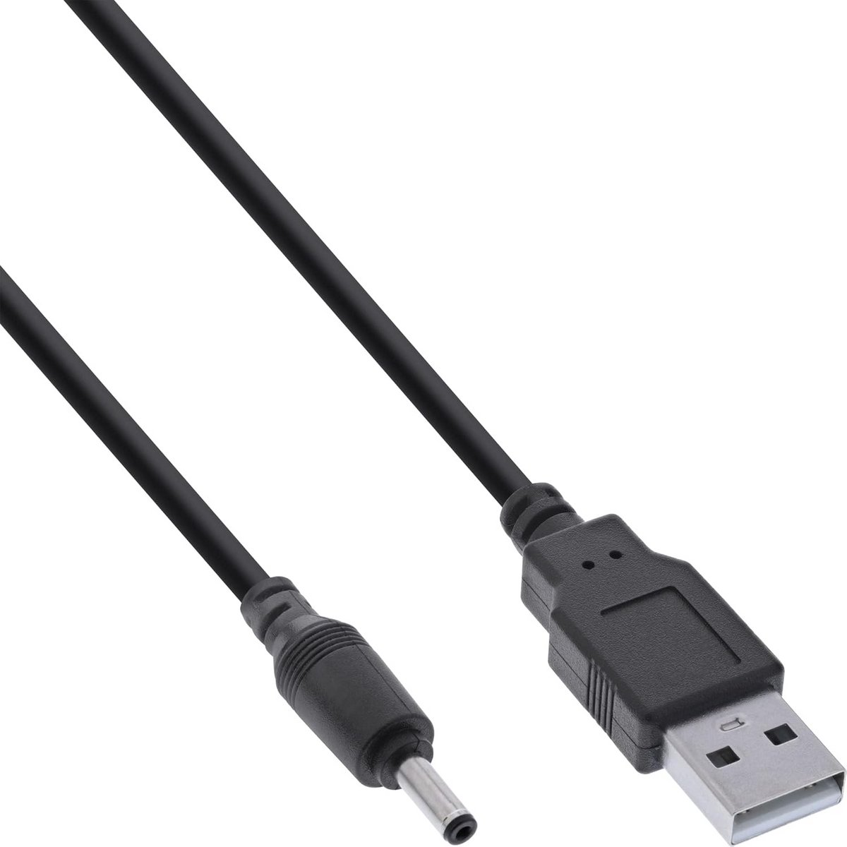 USB A naar DC Stroomkabel 3.5x1.35mm voor 5V Apparaten, 2 Meter Zwart