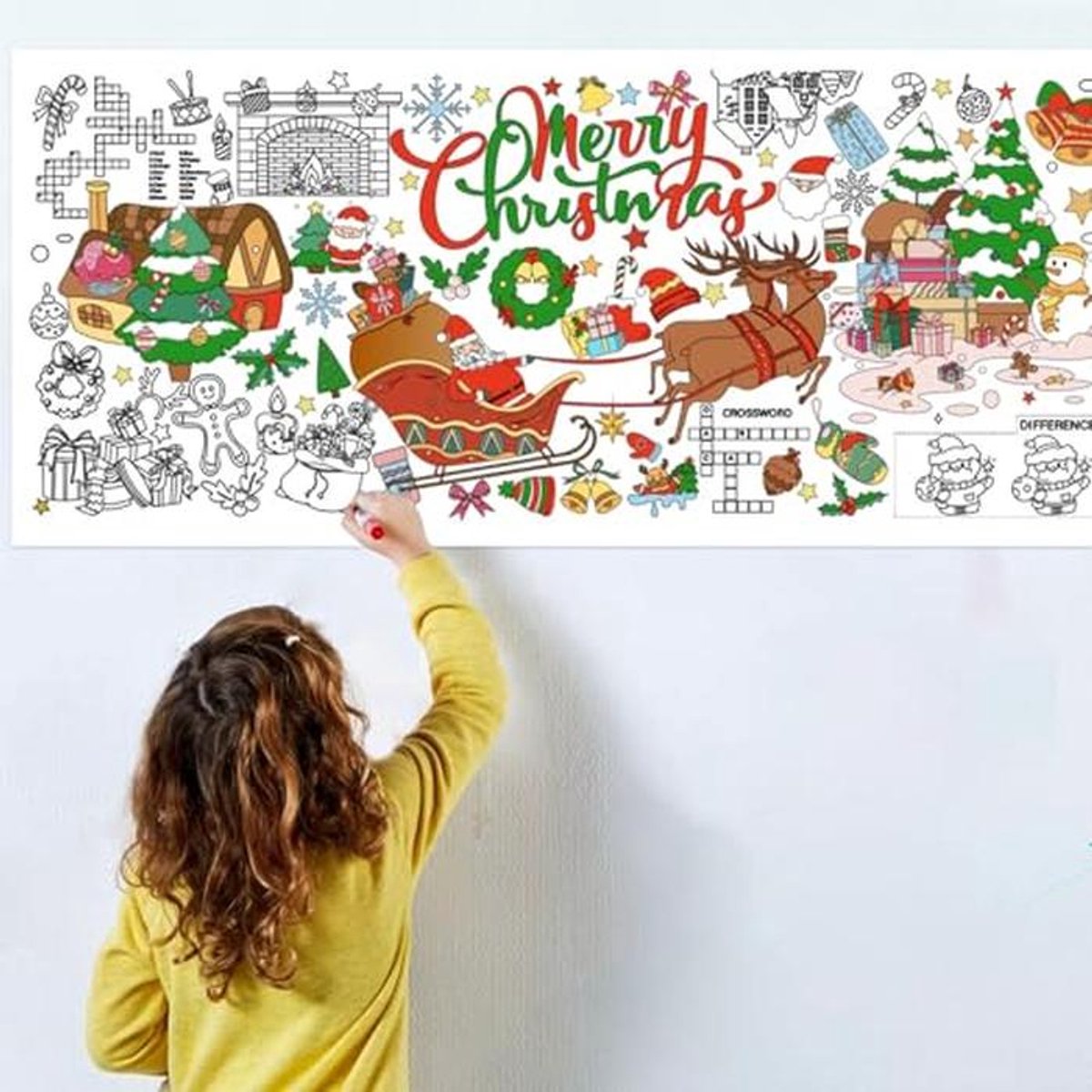 Creatief Inkleur Tafelkleed met Kerstthema voor Kinderen - Groot Formaat