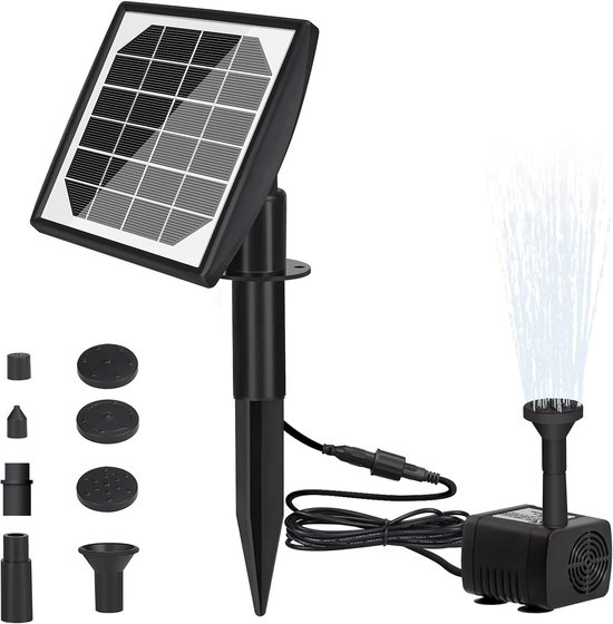 Boadw Solar Fountain 5.5 W 215 mm Solar Water Pump with 7 Fountain Boadw Solar Fountain 5.5 W 215 mm Solar Water Pump with 7 Fountain