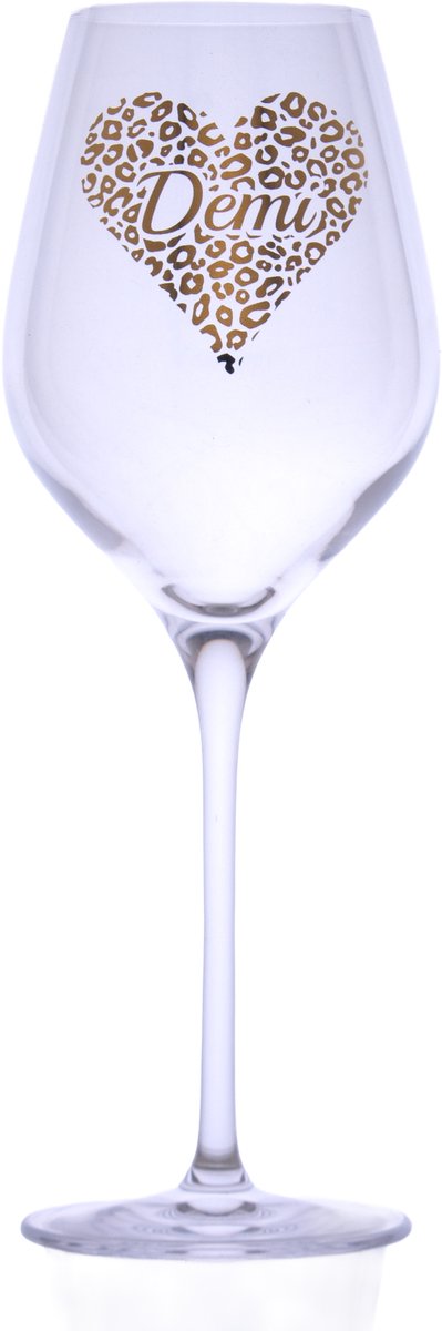 Wijnglas met naam - Panterprint - gepersonaliseerde gouden opdruk - naam - kristal - cadeau - Moederdag - Valentijnsdag - verjaardag - origineel - witte wijn - rode wijn - vrouw - vriendin - tekst
