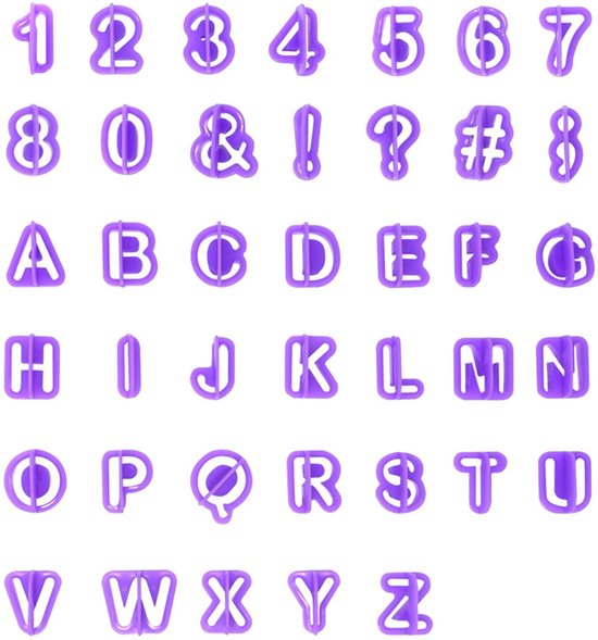 40x Uitsteek vormpjes - Letters en cijfers - Fondant uitstekers - Koekjes vormpjes - Alfabet en getallen - Taart decoratie - Kunststof - Bakaccessoires - Jonyx