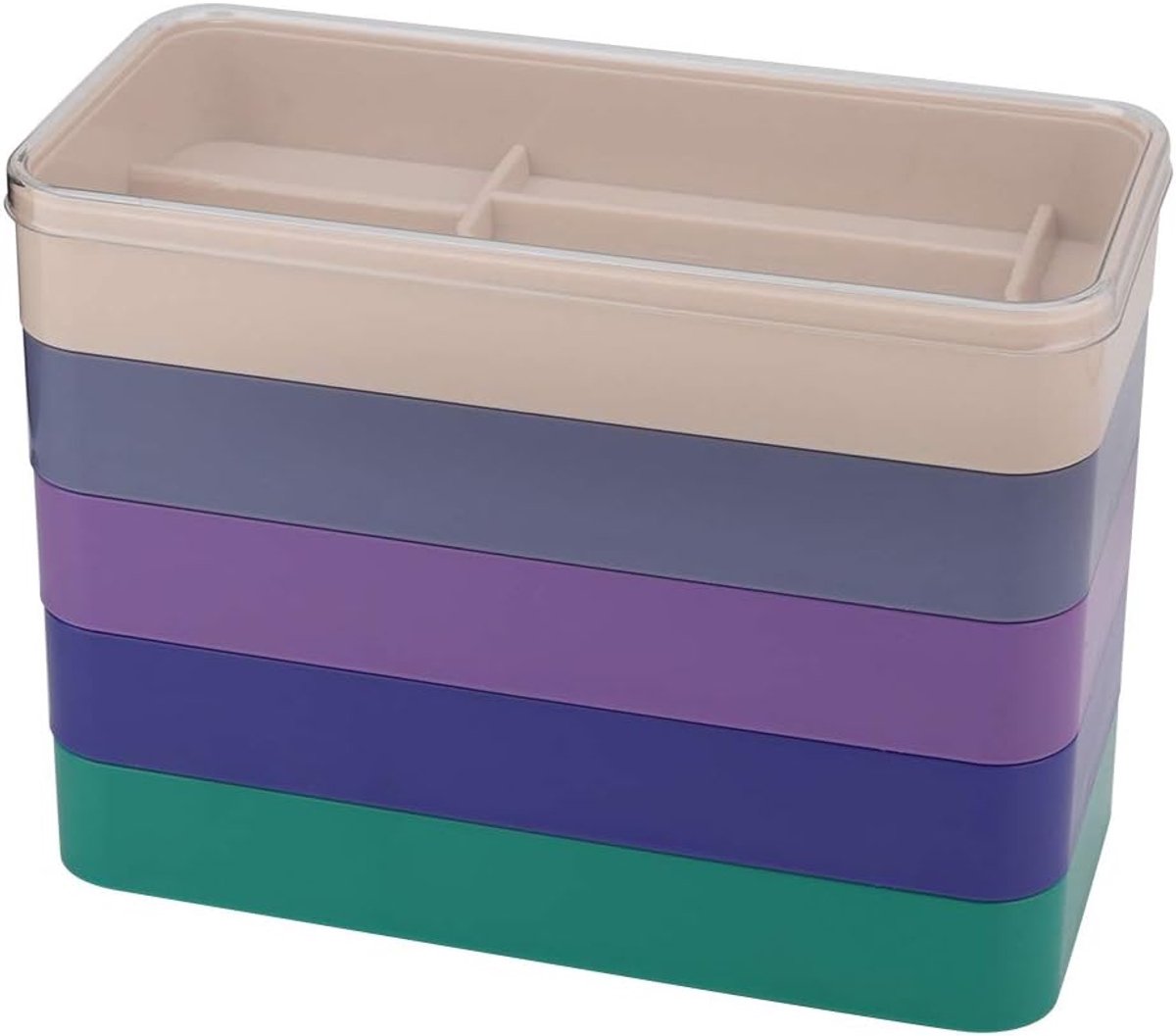 Dustbescherming - 5 Lagen - Plastic Horlogemaker Reparatietool Opslagdoos voor Horlogeband - Schroeven - Componenten - Hardware Onderdelen (ectangular)