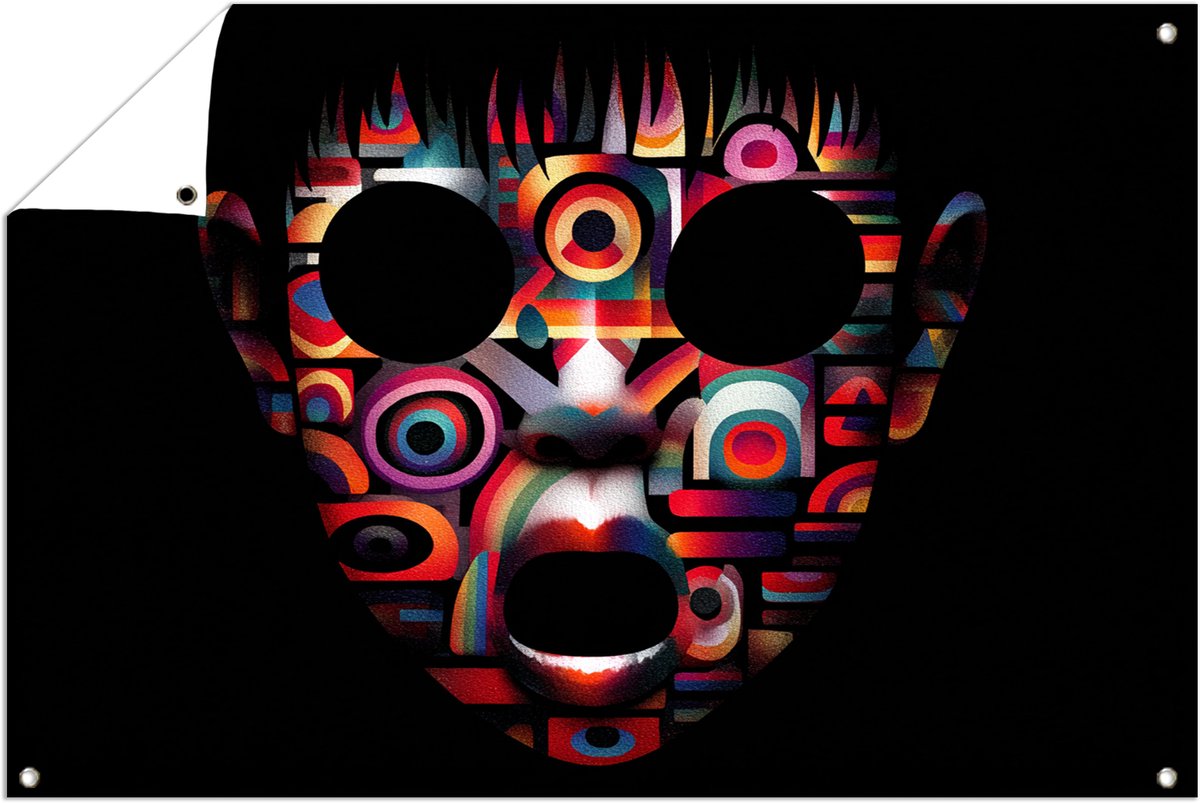 Abstract masker – wanddecoratie buiten – Tuinposter – 45x30 cm