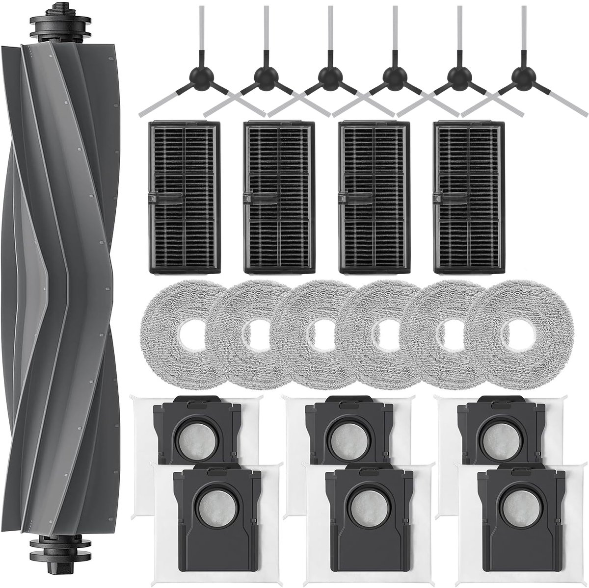 Accessoireset - 23 stuks - geschikt voor Mova P50 Pro Ultra - P50 Ultra - met 1 hoofdborstel, 4 filters, 6 stofzakken, 6 dweildoeken, 6 zijborstels