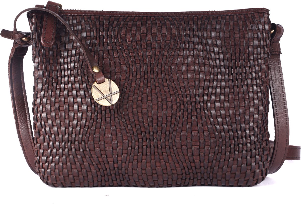 Echte Leren Crossbody Slingtas voor Dames – Trendy Casual en Kantoortas met Verstelbare Schouderband