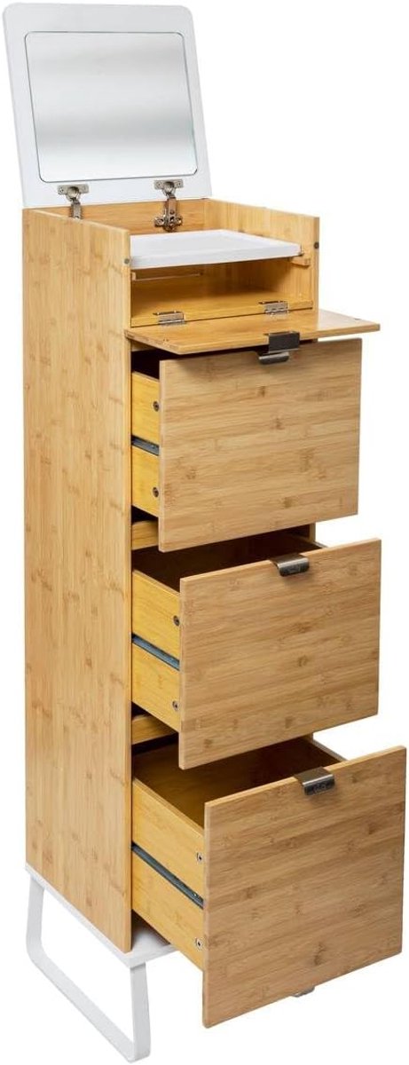 Bamboe ladekast met spiegel - Naturel - 5Five