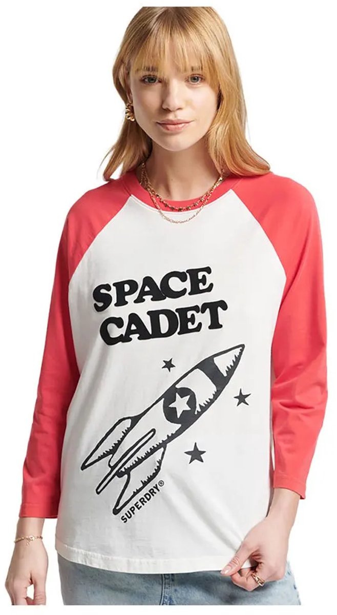 Superdry Vintage Surf Ranchero T-shirt Met 3/4 Mouw XS Vrouw Creme