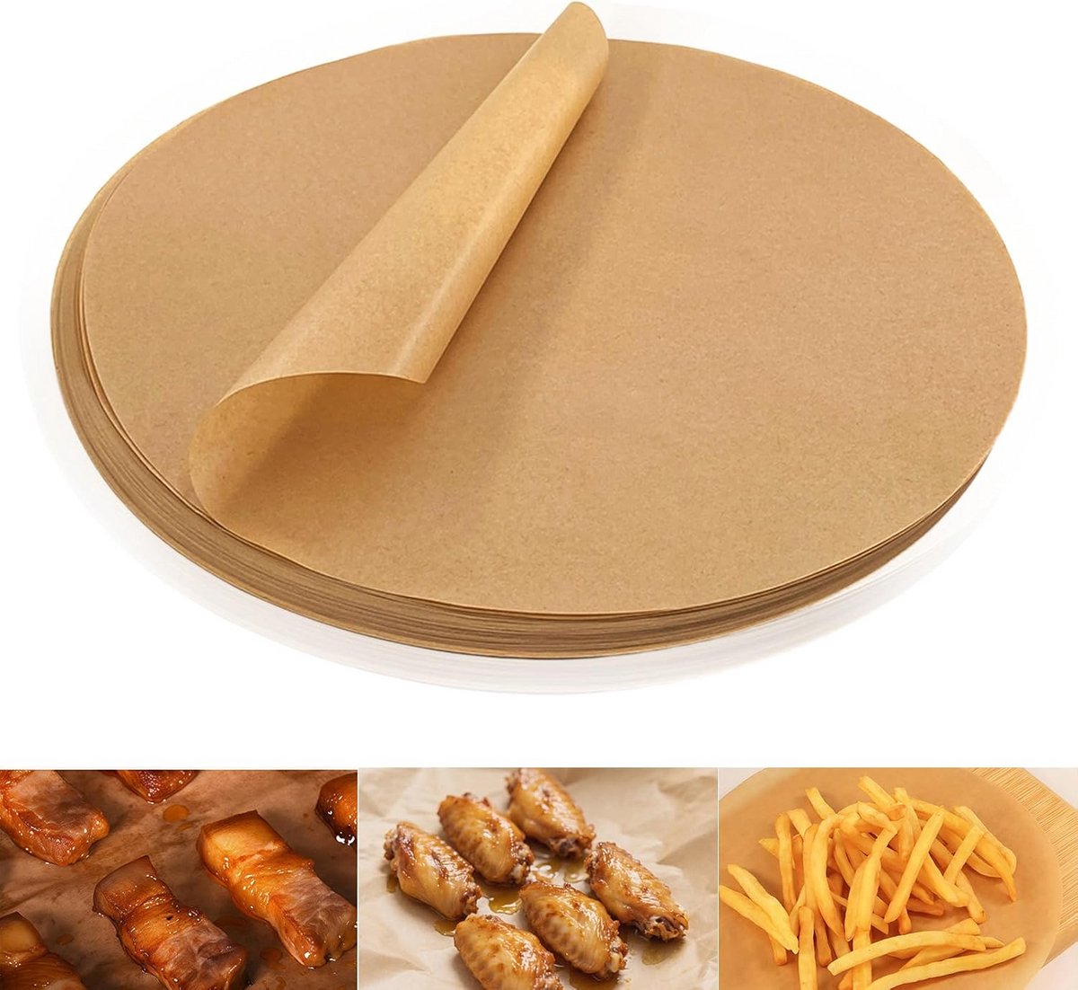 100x Rond Bakpapier 30 cm - Antiaanbak & Hittebestendig voor Airfryer, Oven en Grill
