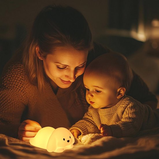 Kindernachtlampje met 16 Kleuren - Dimbare Siliconen Nachtverlichting voor Kinderkamer van Merkloos — afbeelding 4