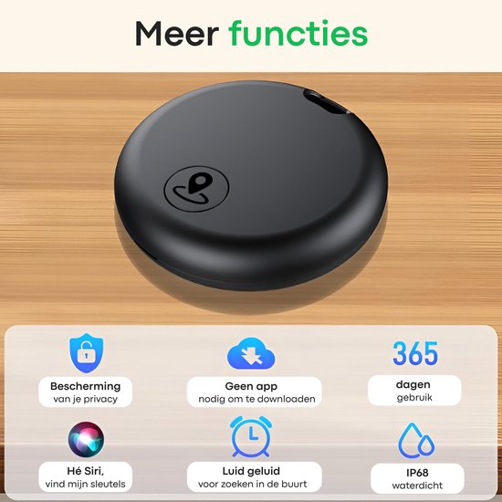Buzzy Mini GPS Tracker voor IOS - Werkt met Apple ‘Zoek Mijn’ App - Zonder Abonnement - Bluetooth Tracker voor Sleutels, Koffer, Hond & Auto - Zwart - 1 Stuk