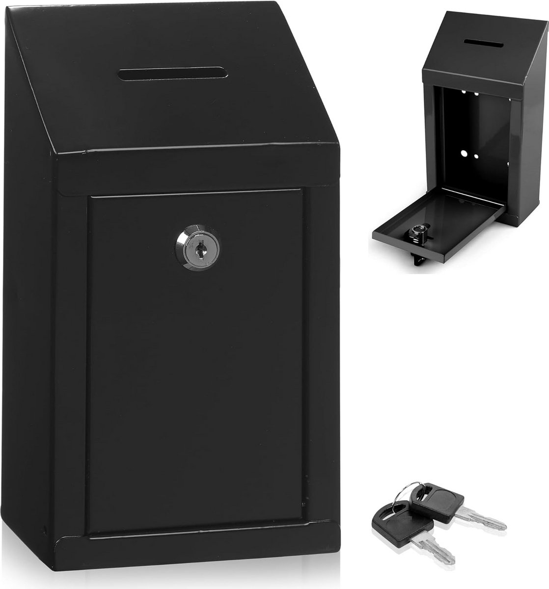 Metalen Donatie- en Suggestiebox met Slot voor Veilig Bewaren van Geld en Stemmen