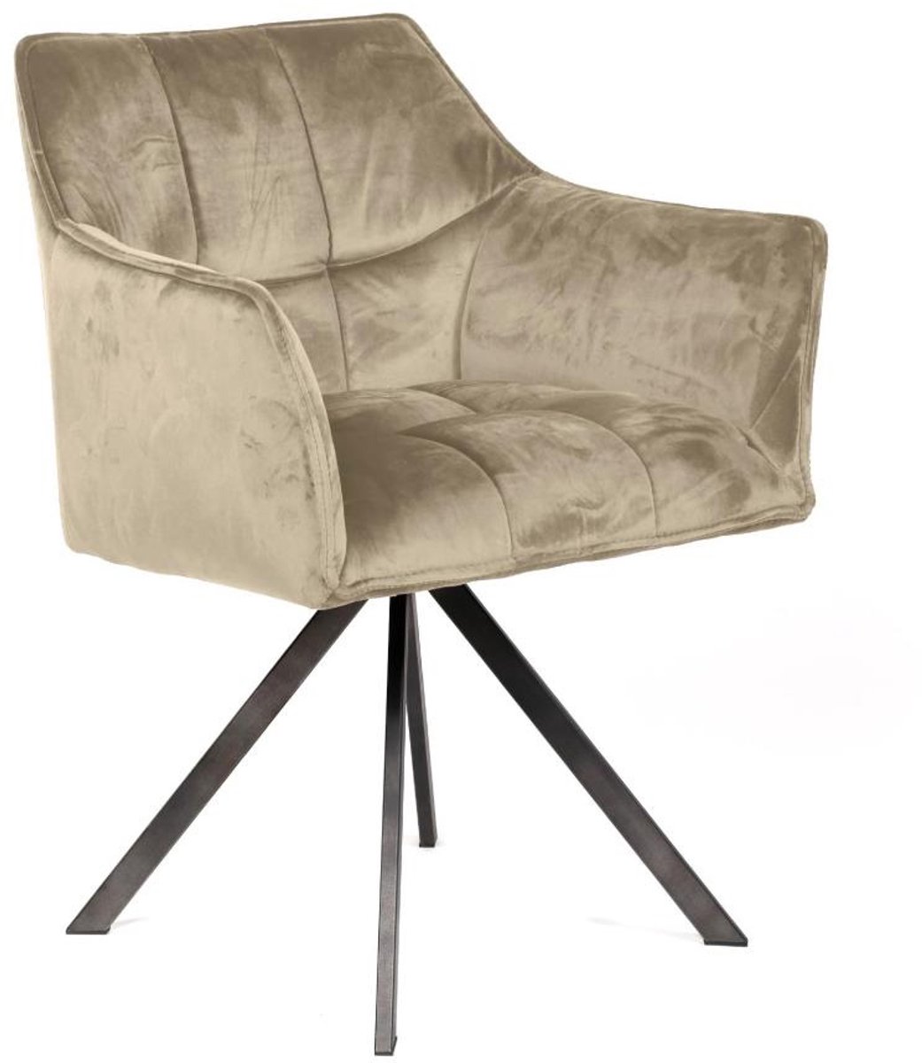 Giga Meubel Eetkamerstoel Raster - Champagne Velvet - Draaibaar - Set van 2