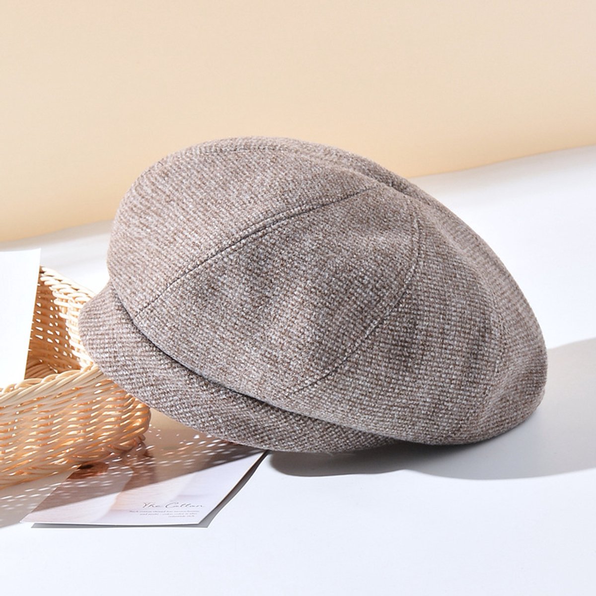 Klassieke Modieuze Dames Baret - Britse Vintage Kunstenaarspet - Elegante Herfst-/winterbaret - Krantenverkoperspet, Achthoekige Pet, Baret -Bruin